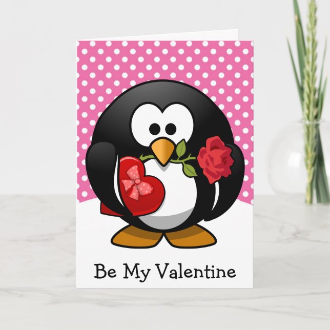 Sei mein Valentinpinguin mit Geschenken Feiertagskarte (Vorderseite)