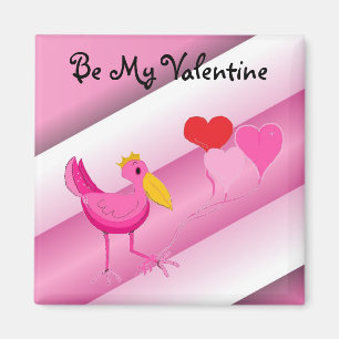 Sei mein Valentinrosa Storch Magnet