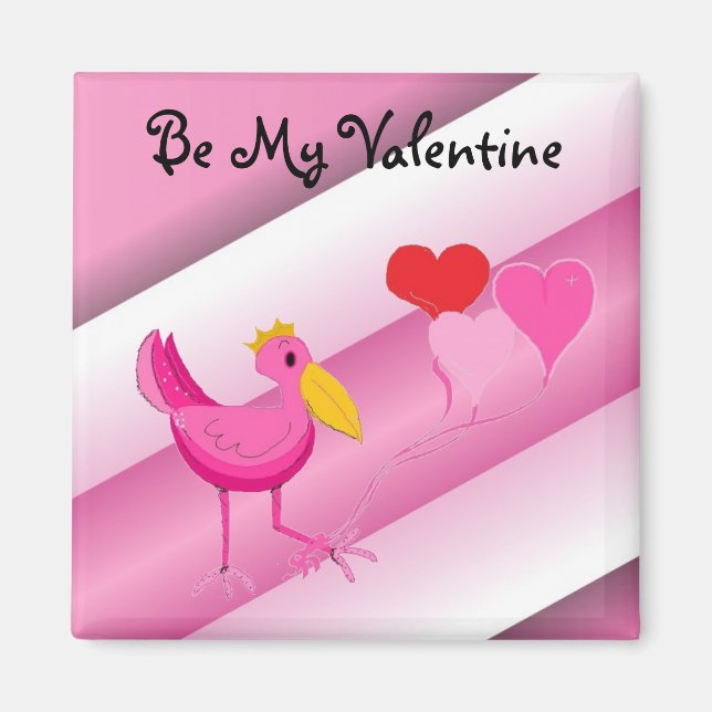 Sei mein Valentinrosa Storch Magnet (Vorne)