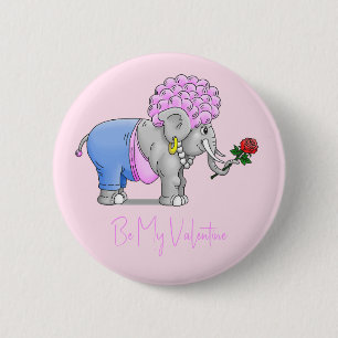Sei mein Valentins-Elefant Button