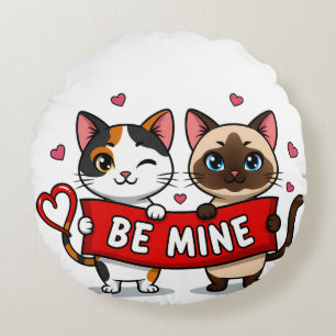 SEI MEIN Valentins-Katzen Süße Kätzchen mit Lieb Rundes Kissen