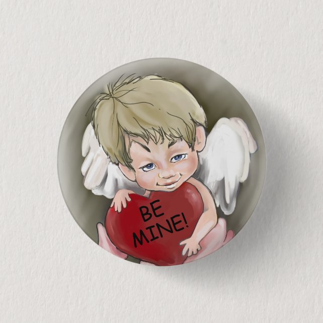 Sei mein Valentinsknopf Button (Vorderseite)