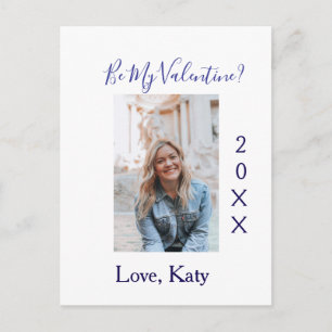 Sei mein Valentinsliebesname lila Jahr Foto einfac Postkarte