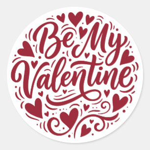Sei mein Valentinstag dunkle romantische rote Schr Runder Aufkleber