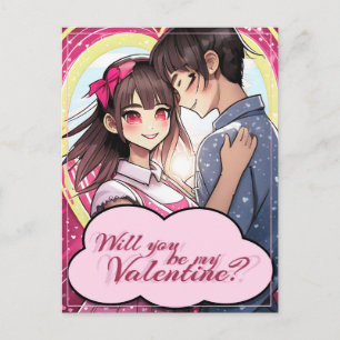 Sei mein Valentinstag im Manga-Stil 58477 Feiertagspostkarte