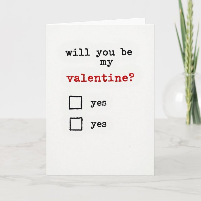 Sei mein Valentinstag Ja Karte (Vorderseite)