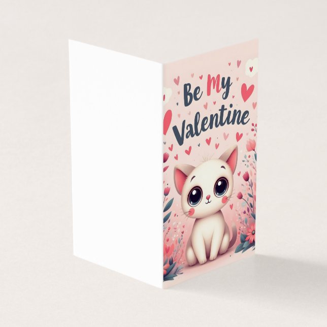 Sei mein Valentinstag süße Katze Illustration (Vorderseite)