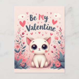 Sei mein Valentinstag süße Katzenillustration Postkarte