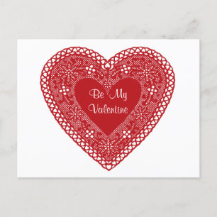 Sei mein Valentinstag Vintage-Spitzenherz Postkarte