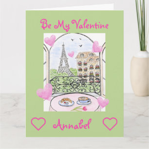 Sei Mein Valentinstag Wasserfarbe Paris Eiffelturm Karte
