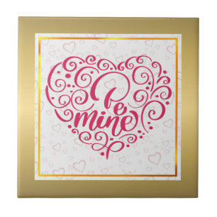 Sei Mein" Vintage-Text: Frohen Valentinstag Fliese