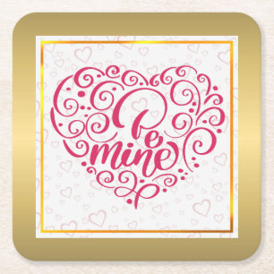 Sei mein" Vintager Text: Happy Valentine's Day Rechteckiger Pappuntersetzer