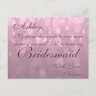 Sei meine Bridesmaid   Blush Bokeh Postkarte