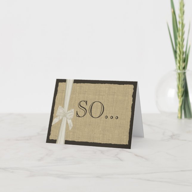 Sei meine Bridesmaid Burlap und Bow Einladung (Vorderseite)