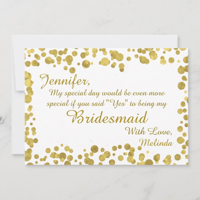 Sei meine Bridesmaid | Confetti Celebration Gold Einladung (Vorderseite)