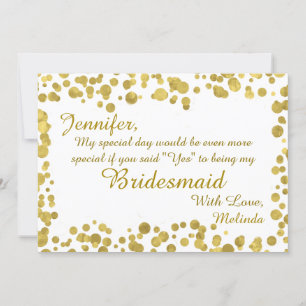 Sei meine Bridesmaid   Confetti Celebration Gold Einladung