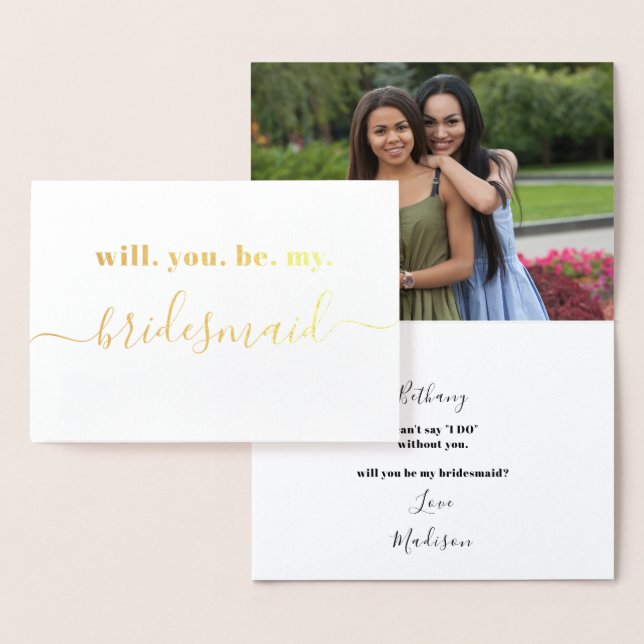 Sei meine Bridesmaid - Foto Inside - Modernes Gold Folienkarte (Anzeige)