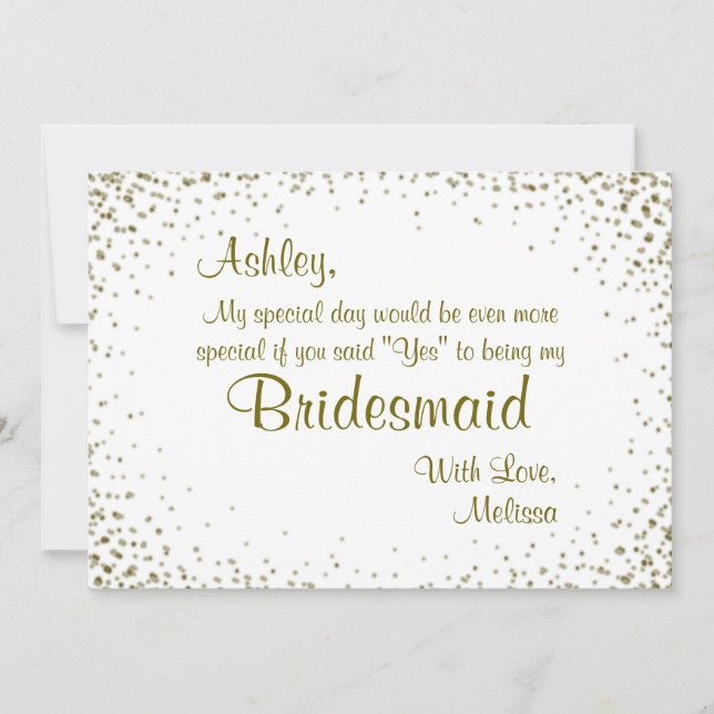 Sei meine Bridesmaid | Gold Confetti Einladung (Vorderseite)