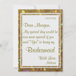 Sei meine Bridesmaid   Gold Glitzer Glam Einladung