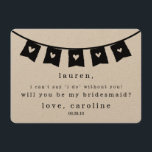 Sei meine Bridesmaid-Karte | Rustikale Kraft Heart Einladung<br><div class="desc">Frag deinen besten Mädels, mit diesen schönen Karten zu stehen. Einzigartige abgerundete Kraftkarten zeichnen sich durch eine besonders scharfe Abbildung oben und eine schwarze Schreibmaschinenschrift aus. Jedes Textfeld ist anpassbar - Fügen Sie den Namen Ihrer Brautjungfrau, Ihren Namen und Ihr Hochzeitstermin hinzu. Der Standardtext lautet: "Ich kann nicht sagen, dass...</div>