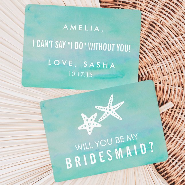 Sei meine Bridesmaid-Karte | Starfish Aqua Einladung (Von Creator hochgeladen)