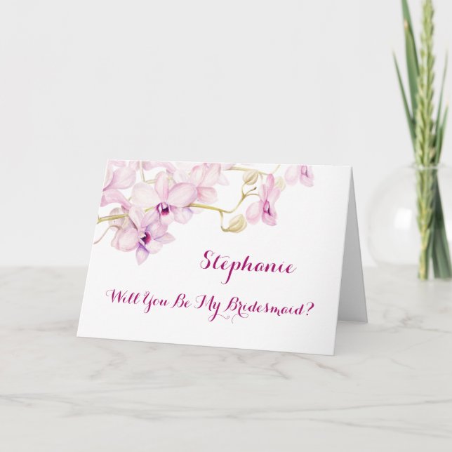 Sei meine Bridesmaid Lila Orchid Einladung (Vorderseite)