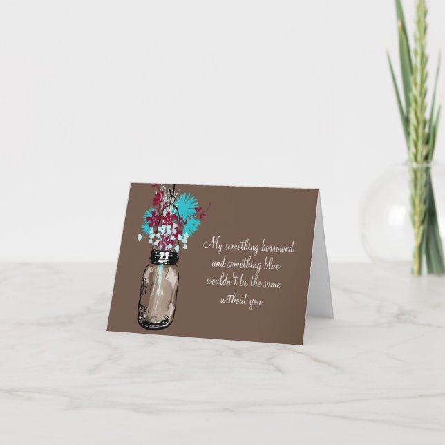 Sei meine Bridesmaid - Mason Jar und Wildblumen Einladung (Vorderseite)