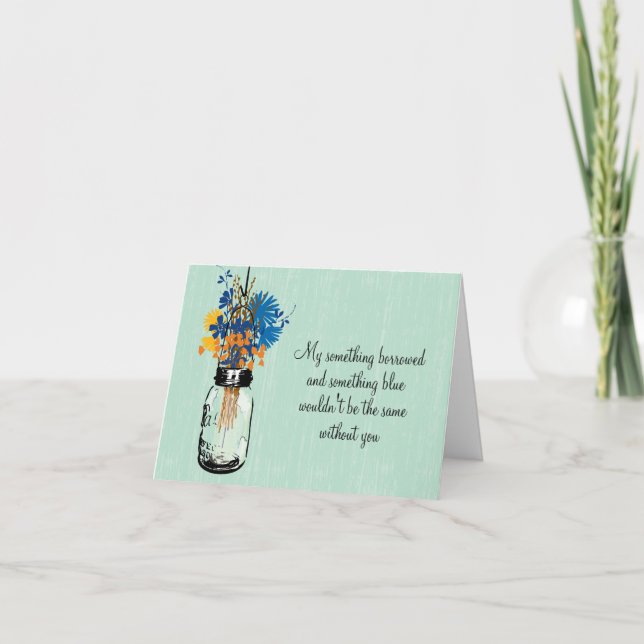 Sei meine Bridesmaid - Mason Jar und Wildblumen Einladung (Vorderseite)