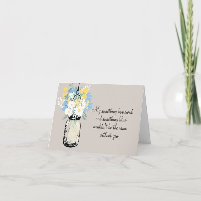 Sei meine Bridesmaid - Mason Jar und Wildblumen Einladung (Vorderseite)