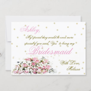 Sei meine Bridesmaid   Rosa Rosen Einladung
