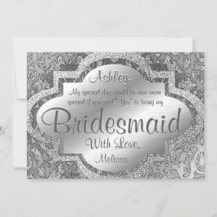 Sei meine Bridesmaid   SilberDamast Einladung
