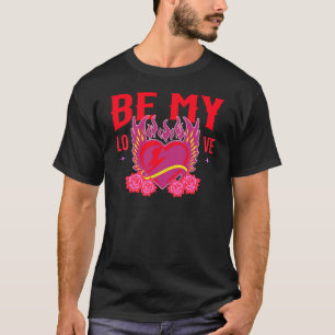 Sei meine Liebe Retro Cool Heart Rose Biker Valent T-Shirt