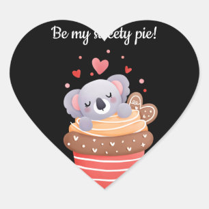 Sei meine süße Kuchen koala Einladung Herz-Aufkleber