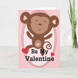Sei meine Valentine Little Monkey Grußkarte Feiertagskarte
