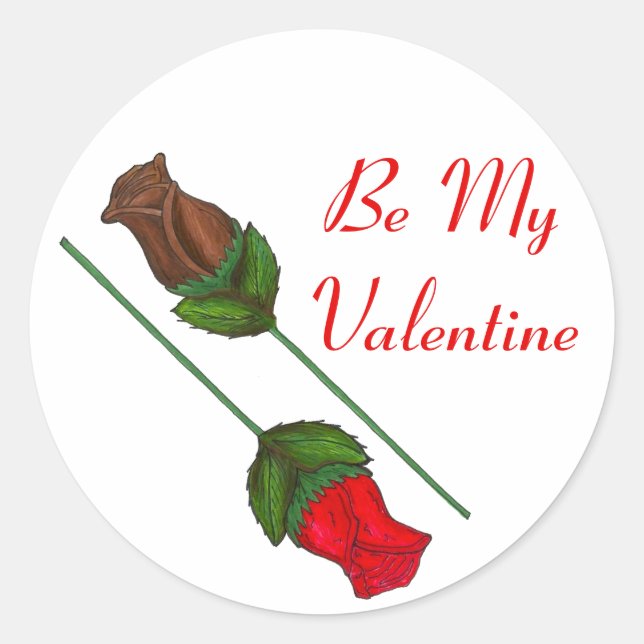 Sei meine Valentinschokolade Rose Valentine Blume Runder Aufkleber (Vorderseite)