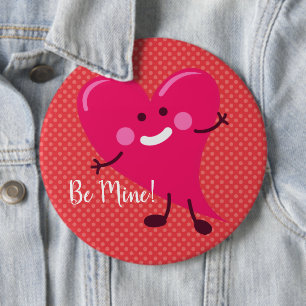 Sei meins!   Valentinstag Niedlicher Herzcharakter Button