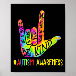 Sei nett Asl Liebe Gebärdensprache Hand Autismus-B Poster