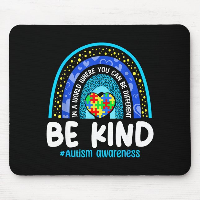 Sei nett Autismus-Bewusstsein-Puzzle-Regenbogen au Mousepad (Vorne)
