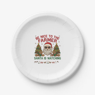 Sei nett Bauer Weihnachtsmann Weihnachten Farm Tie Pappteller