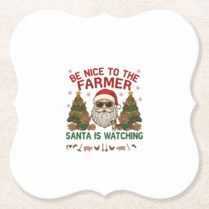 Sei nett Bauer Weihnachtsmann Weihnachten Farm Tie Untersetzer