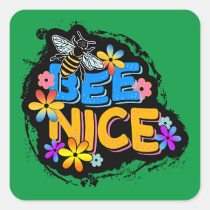 SEI NETT BLUMEN BUNTE BLUMEN  QUADRATISCHER AUFKLEBER