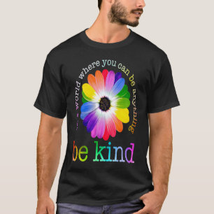 Sei nett bunte Gänseblümchen Boho Regenbogen Psych T-Shirt