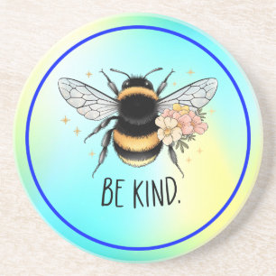 Sei nett: Florales, süßes Bienen-Inspirationsdesig Getränkeuntersetzer