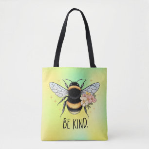 Sei nett, florales, süßes Bienen-Inspirationsdesig Tasche
