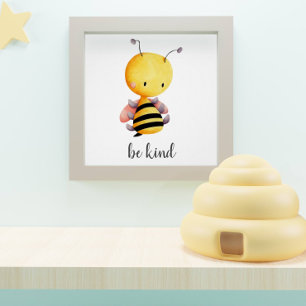 Sei nett gelbe und rosa Biene Kinderkinderzimmer Poster