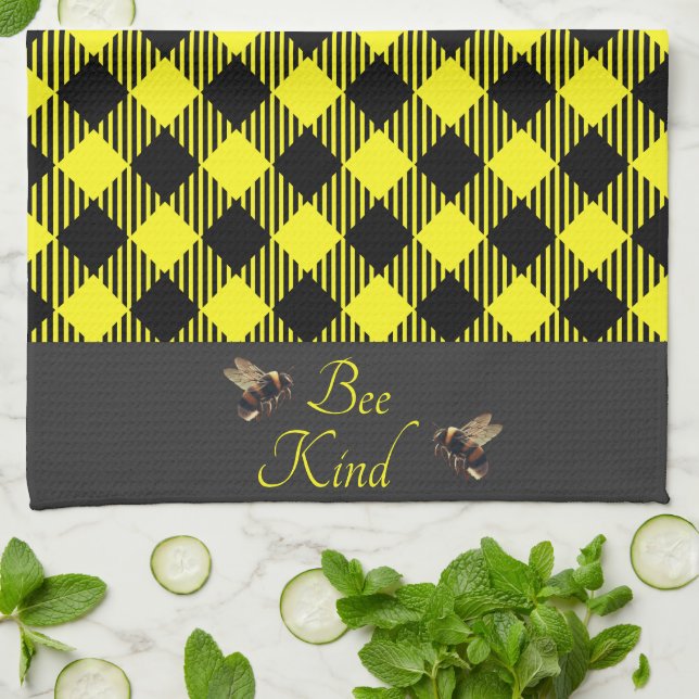 "Sei nett"  Gingham Geschirrtuch (Gefaltet)