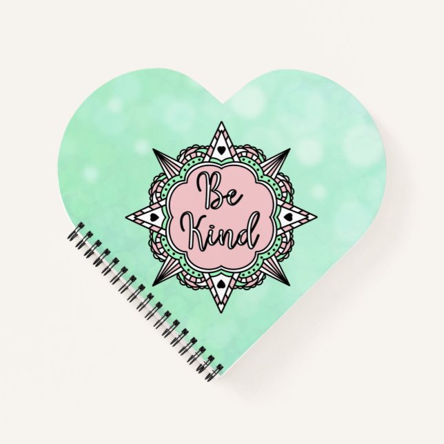 Sei nett | Grüne und rosa Minze Notizbuch (Vorderseite)