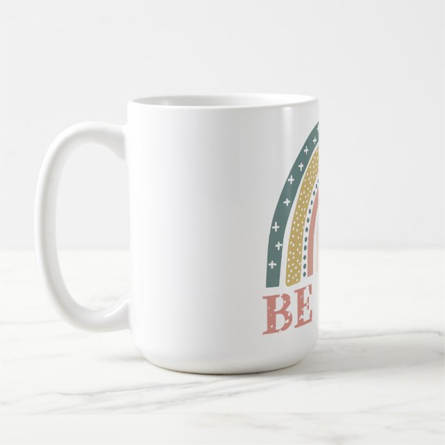Sei nett mit farbenfrohen Regenbogen Kaffeetasse (Links)