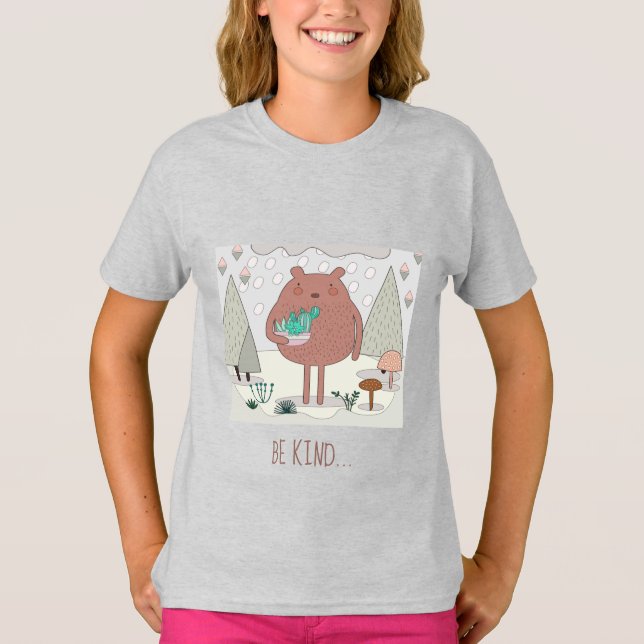 Sei nett... Niedlicher Gekümmert Naturbär T-Shirt (Vorderseite)