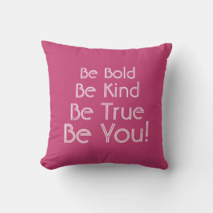 Sei nett Positivität Inspirierende Typografie Rosa Kissen